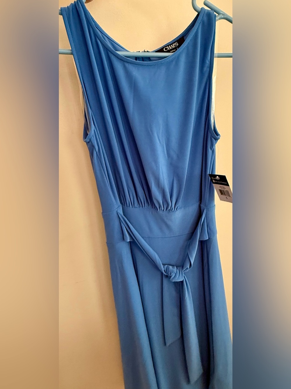 Chaps Women's Sky Blue Sleeveless Tie-Waist Midi Dress